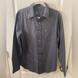 American Eagle Outfitters, S/P, Dark grey button-up shirt